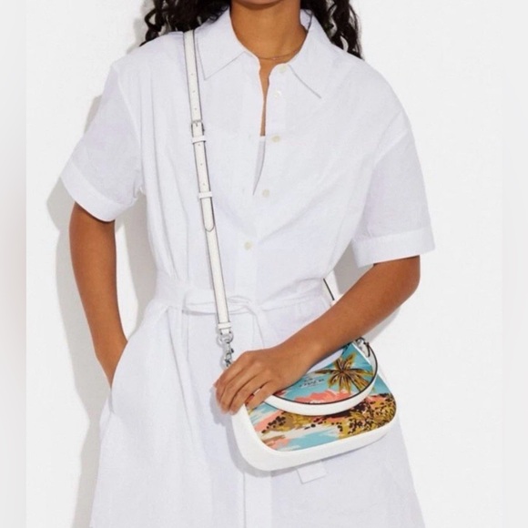 🌀COACH TERI SHOULDER BAG WITH HAWAIIAN PRINT - LIKE NEW ( NEVER USED ) - Picture 2 of 7